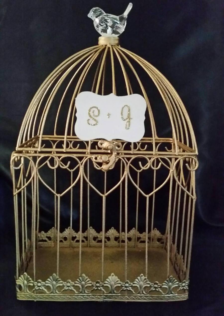 Wedding - Gold, Wedding Birdcage Card Holder, Wedding Card Box, Wedding Card Holder, Wedding Birdcage