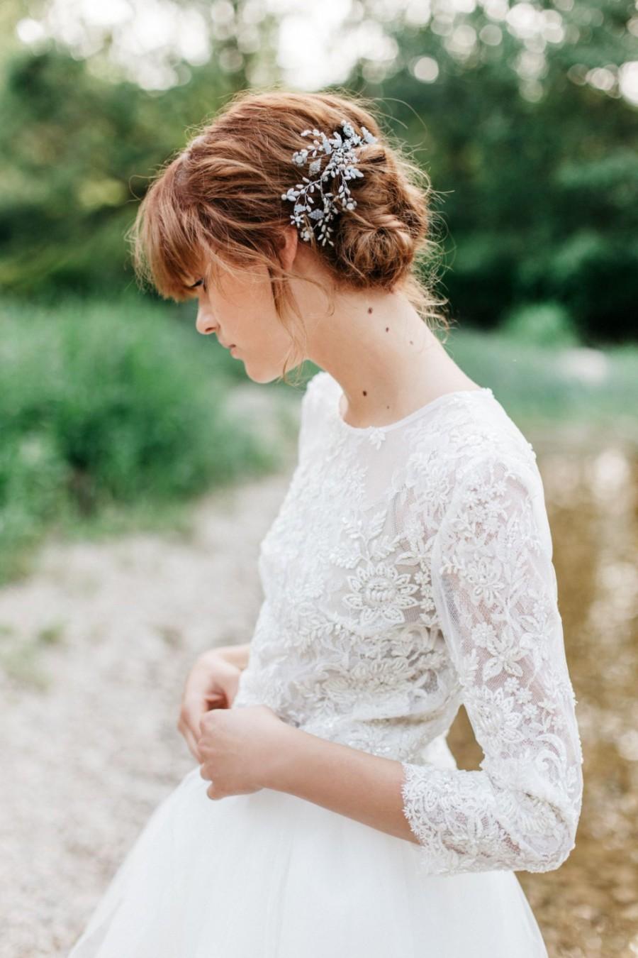 زفاف - Wedding Hair Comb , Wedding Headpiece ,Floral Hair Comb ,Wedding Hair Piece ,Pearl Crystal Bridal Hair Comb , Bridal Opal Hair Accessories