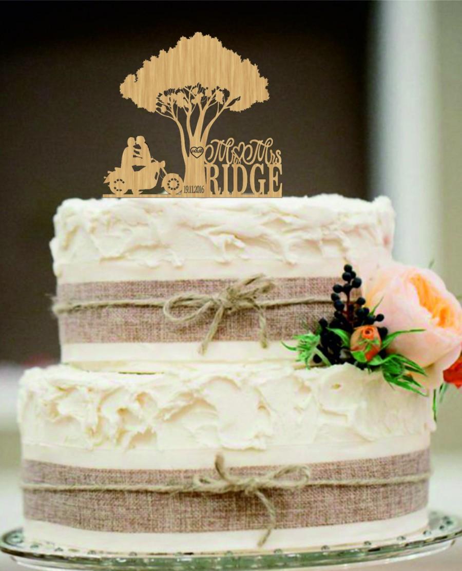 زفاف - Custom Wedding Cake Topper Mr and Mrs with a Motorcycle,Rustic Wedding Cake Topper,initial wedding Cake Topper,Unique wedding cake topper