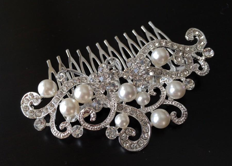 زفاف - Wedding hair comb, Pearl bridal hair comb, bridal hair accessories, wedding hair accessory, crystal hair comb, vintage comb, veil comb jewel