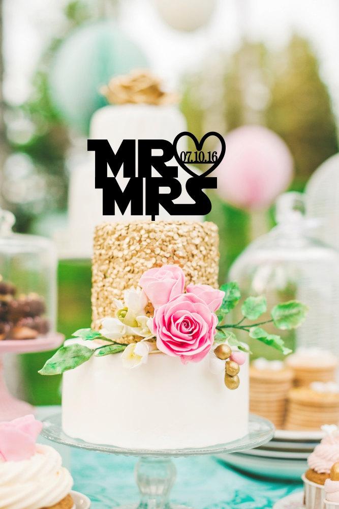 Hochzeit - Wedding Cake Topper - Star Wars Font Cake Topper - Mr & Mrs Cake Topper
