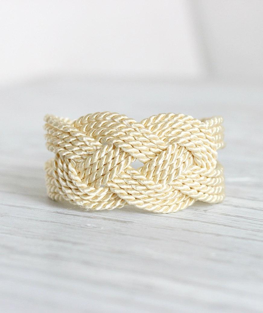 Wedding - Sailor Knot Bracelet, Ivory Bracelet, Ivory Knot Bracelet, Rope Bracelet, Sailor Knot, Rope Knot Bracelet,Nautical Bracelet,Nautical Knot,NT