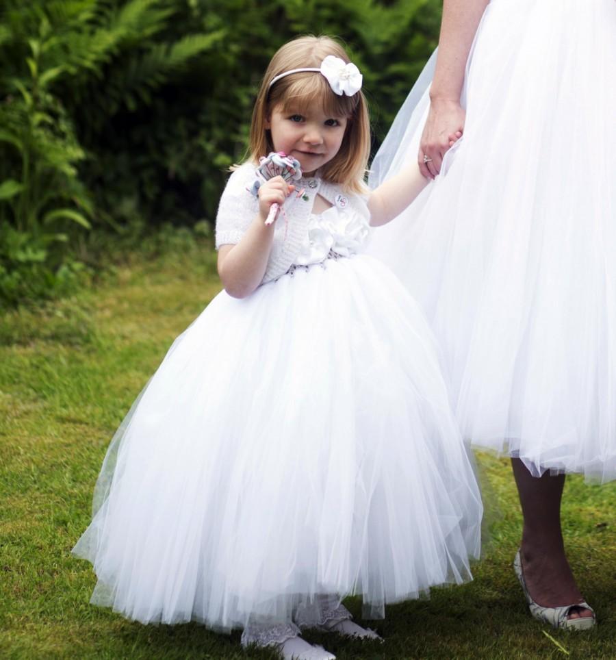 زفاف - Flower Girl Dress White tutu dress baby dress toddler birthday dress wedding dress