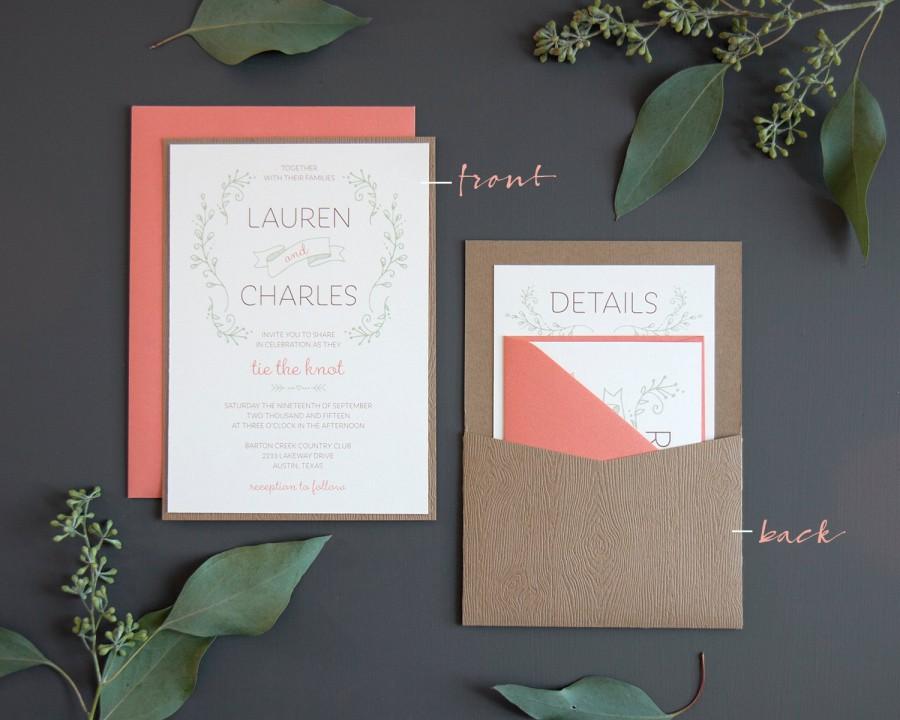Свадьба - Rustic Foliage Wedding Invitation Sample