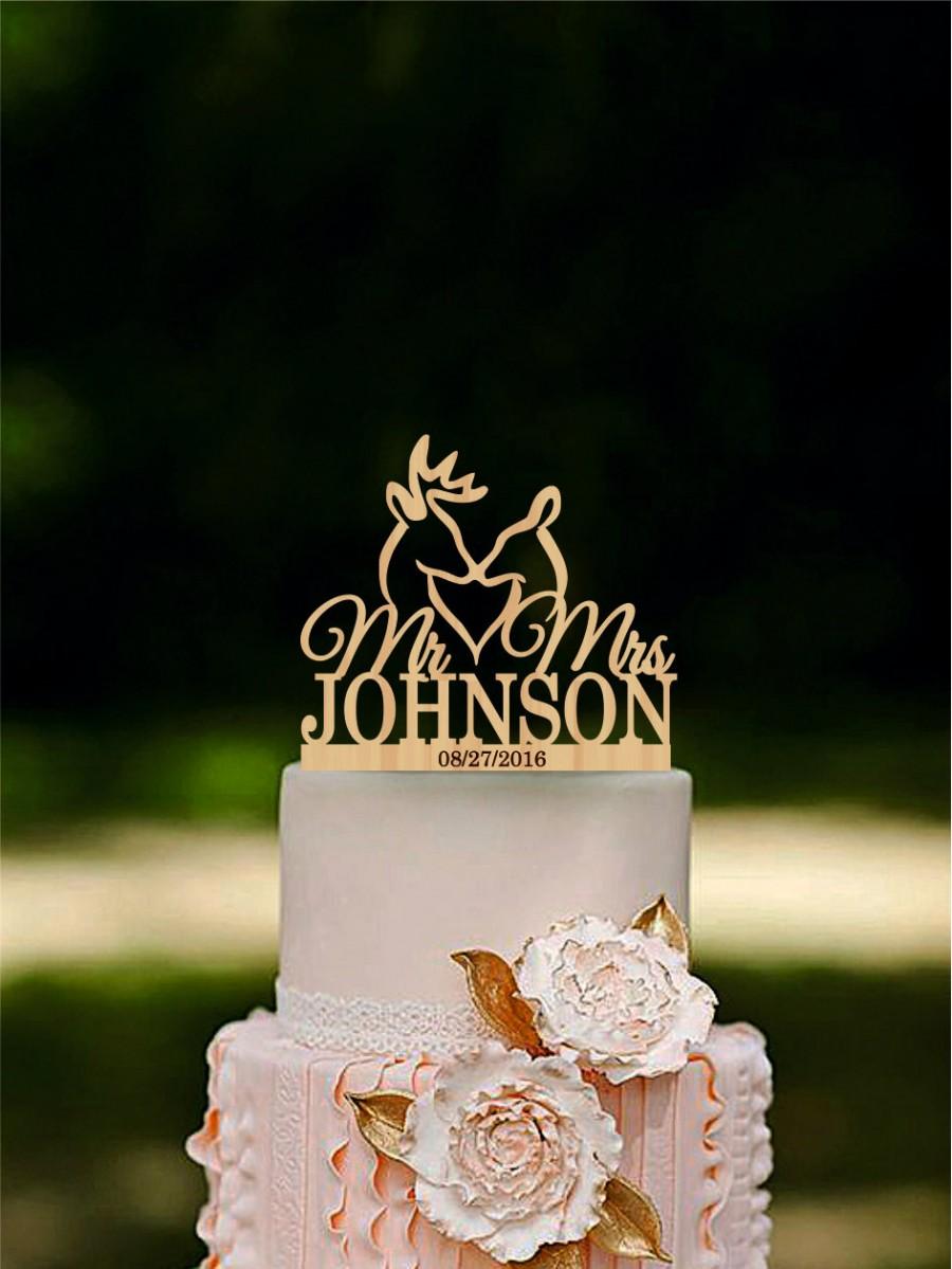 Mariage - Deer Wedding Cake Topper The Hunt Is Over Cake Topper Last Name topper Mr & Mrs Rustic Hunting Cake Topper