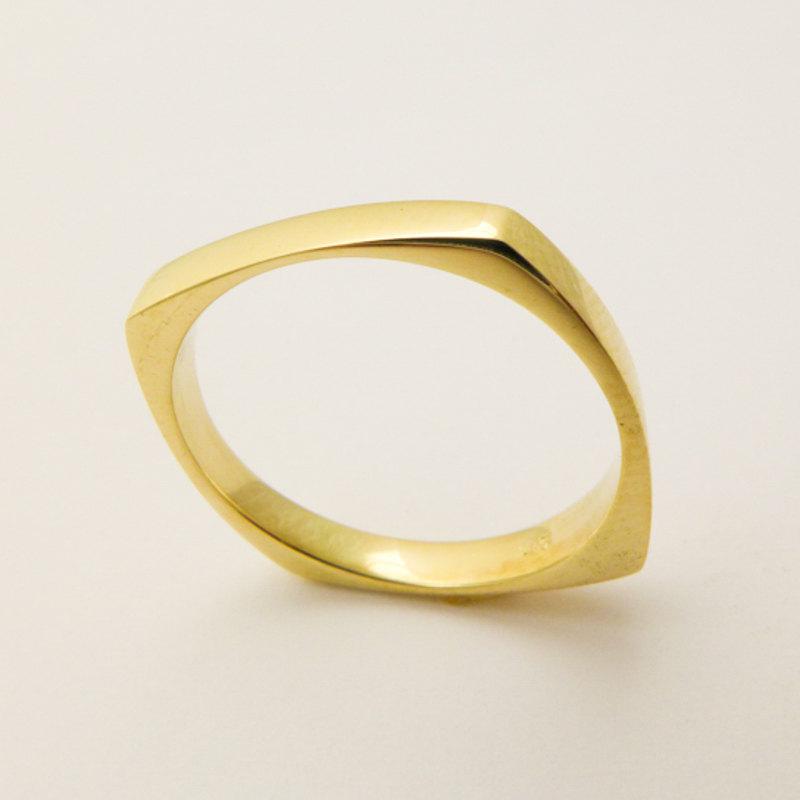 Свадьба - 14 karat solid gold square ring, Geometric wedding ring for men and  women, Hand made thin gold ring, Simple solid gold  wedding band