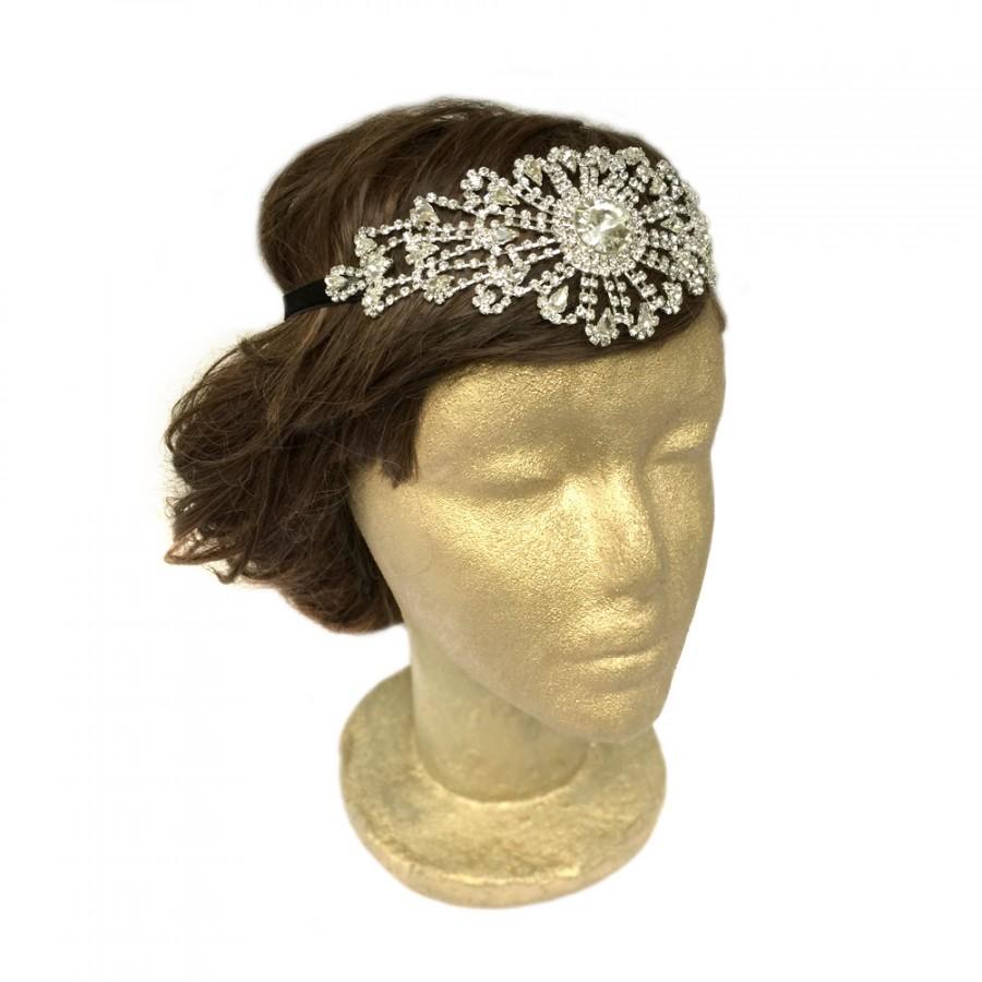 زفاف - 1920 Headband Gatsby Headpiece Silver Flapper Headband 1920s Bridal Headpiece Art Deco Headpiece Wedding Hair Accessories Crown Tiara