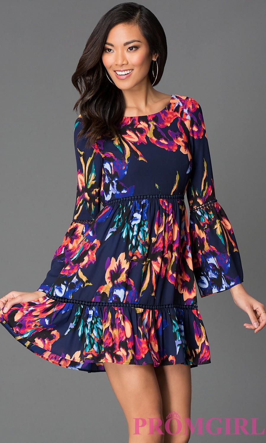 زفاف - Floral Print Long Sleeve Dress i213674A5 by As U Wish - Brand Prom Dresses