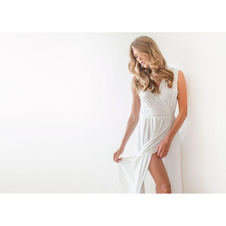 Hochzeit - Ivory Wrap Gown, Maxi Ivory Dress With Wide Skirt , Beach Wedding Simple Dress