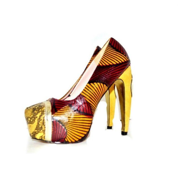 Hochzeit - Luxury Platform Shoes African Print Platform Wedding Shoes