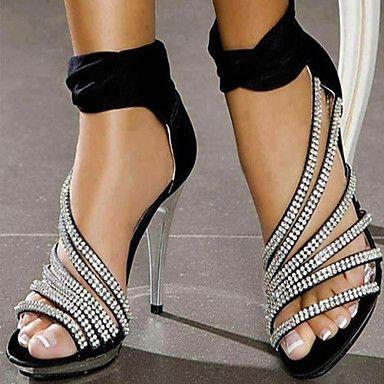 Mariage - Shinning Rhinestone Leatherette Platform Stiletto Heel Sandals Heels Wedding Shoes