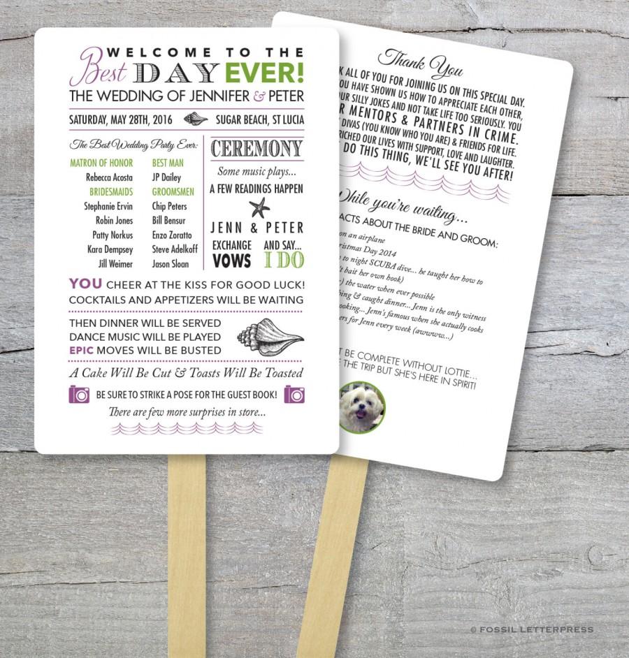 زفاف - DIY - Wedding Program Fan Kit, Best Day Ever, Order of Service Fan, Wedding Program Fans, Wedding Program