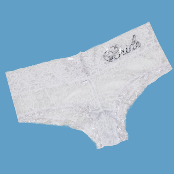 Hochzeit - Lace Bridal Underwear, white lingerie, white lace bridal lingerie, wedding lingerie, Cheeky Lace Bride Hipsters, Bridal Lingerie, white lace