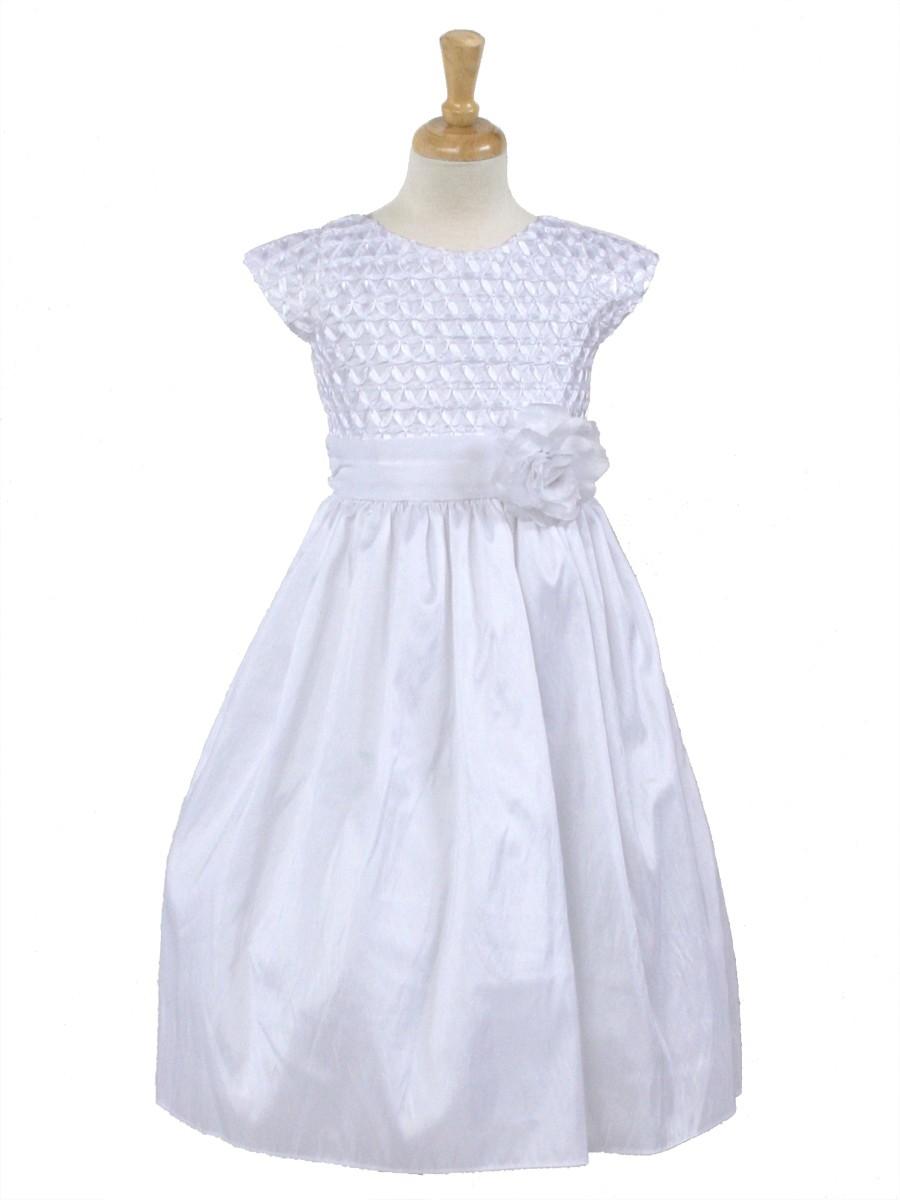 زفاف - White Ribbon Bodice Taffeta Dress Style: DSK338 - Charming Wedding Party Dresses