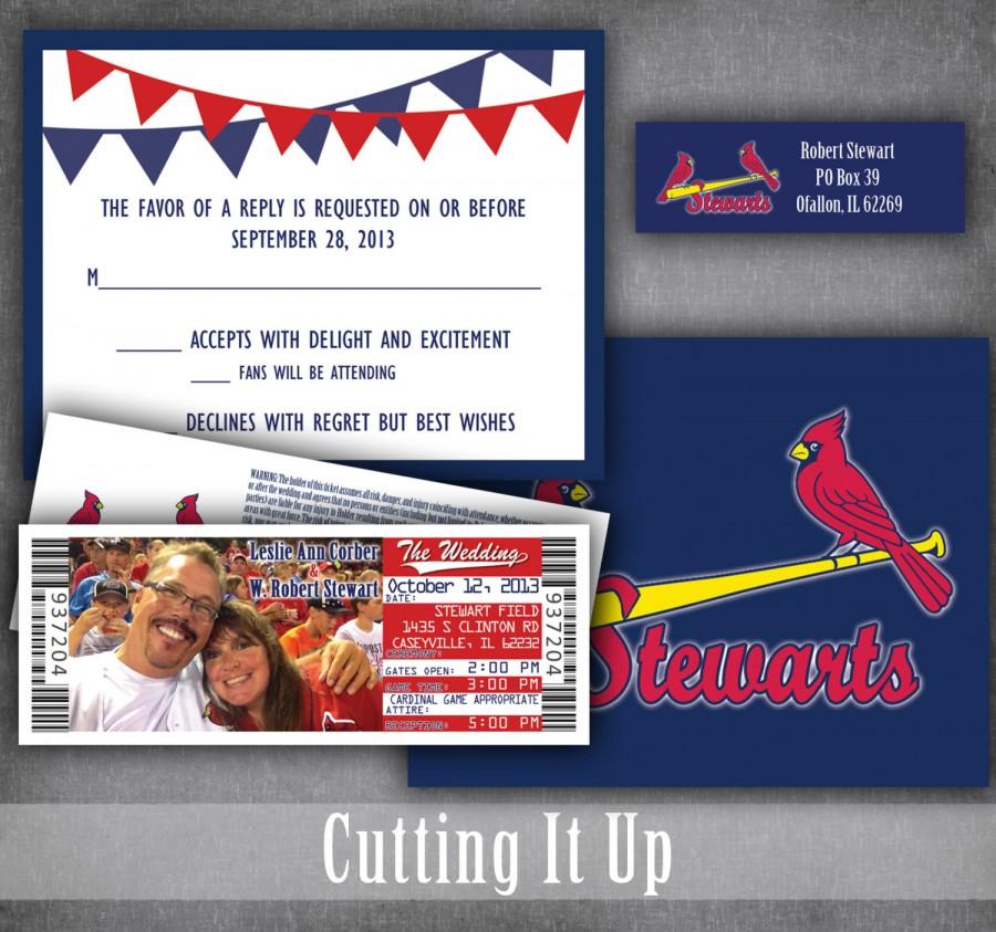 Wedding - Baseball Wedding Invitation, Invitation Set, Sports Wedding Invitations, Baseball Ticket Invitations with RSVP, Football Basketball Softball