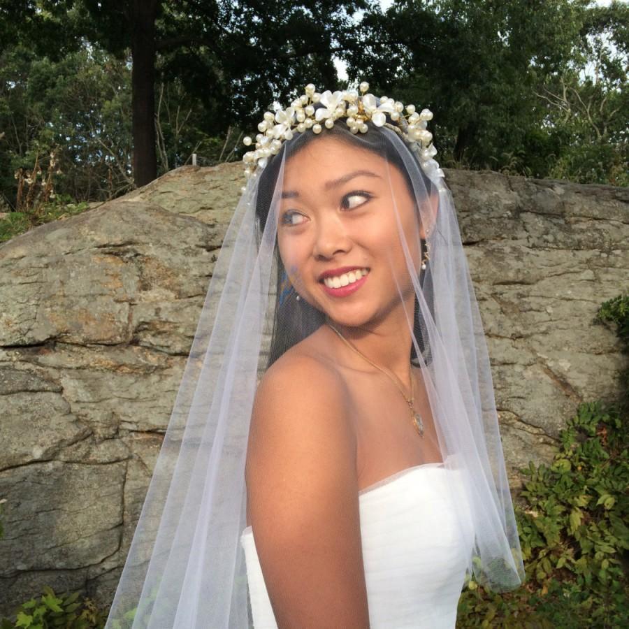 زفاف - Hair Vine, Beaded Crown, Pearl Bridal Wreath, Weddings, Accessories, Beaded Pearl Floral Wreath, Style No. 4103