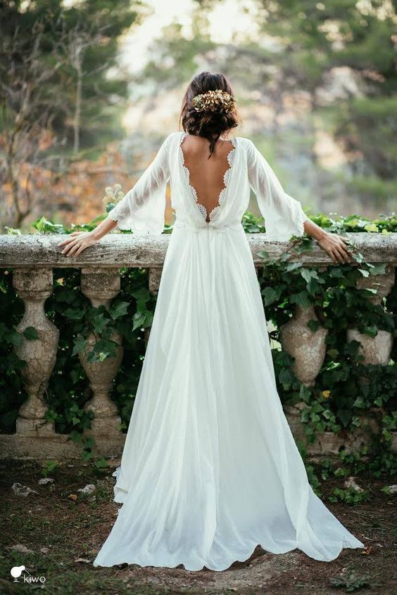 Hochzeit - Boho Long Sleeves Wedding Dress