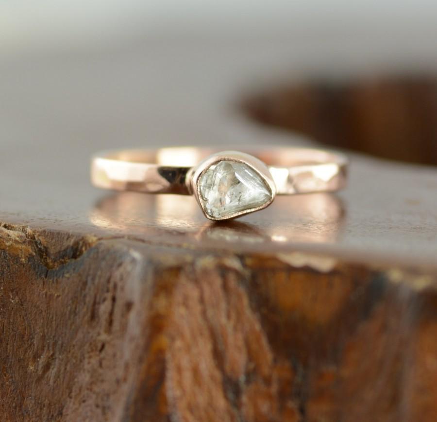 Hochzeit - Clear Uncut Diamond Engagement Ring