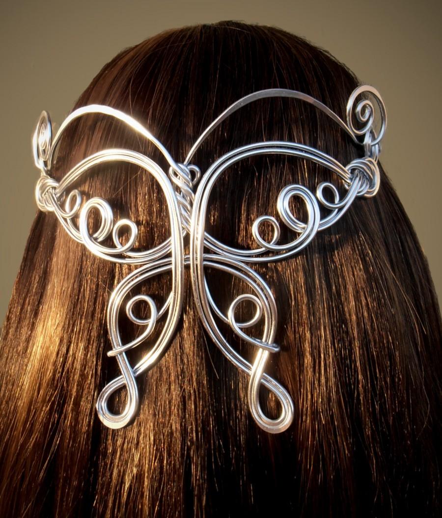 Hochzeit - Butterfly Elven Coronation Circlet - Celtic Hand Wire Wrapped - Choose Your Own COLOR - Crown Bridal Tiara