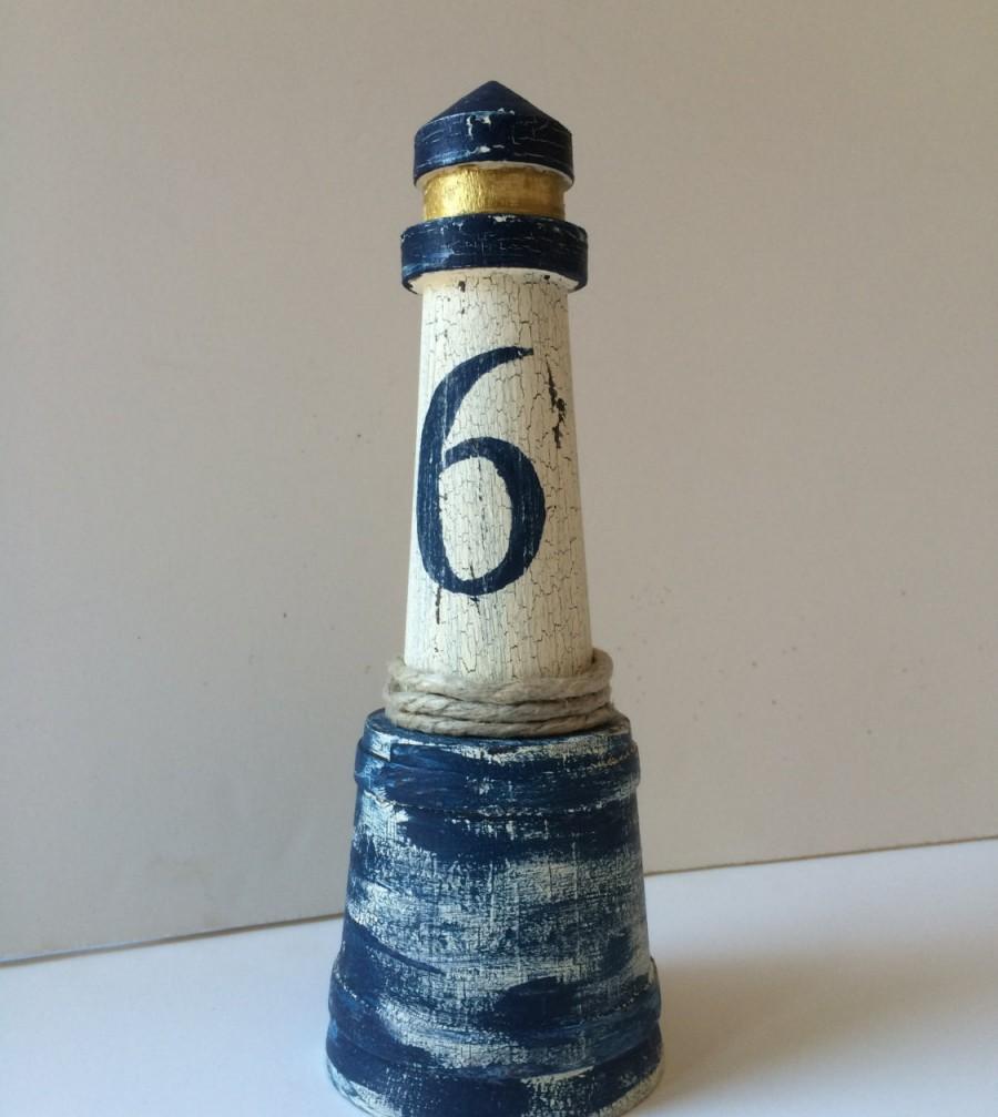 زفاف - Vintage  Nautical Lighthouse Table Number
