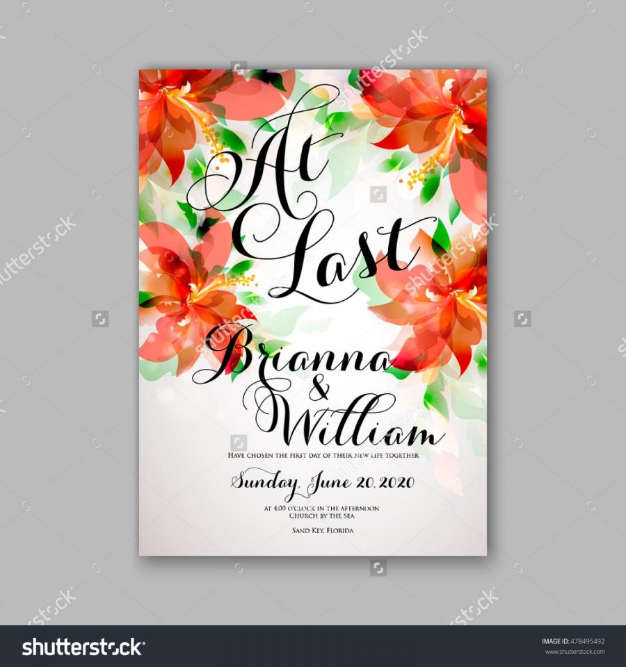 Wedding - Wedding invitation or card with tropical floral background. Greeting postcard in grunge retro vector Elegance pattern with flower rose illustration vintage chrysanthemum Valentine day card Luau Aloha