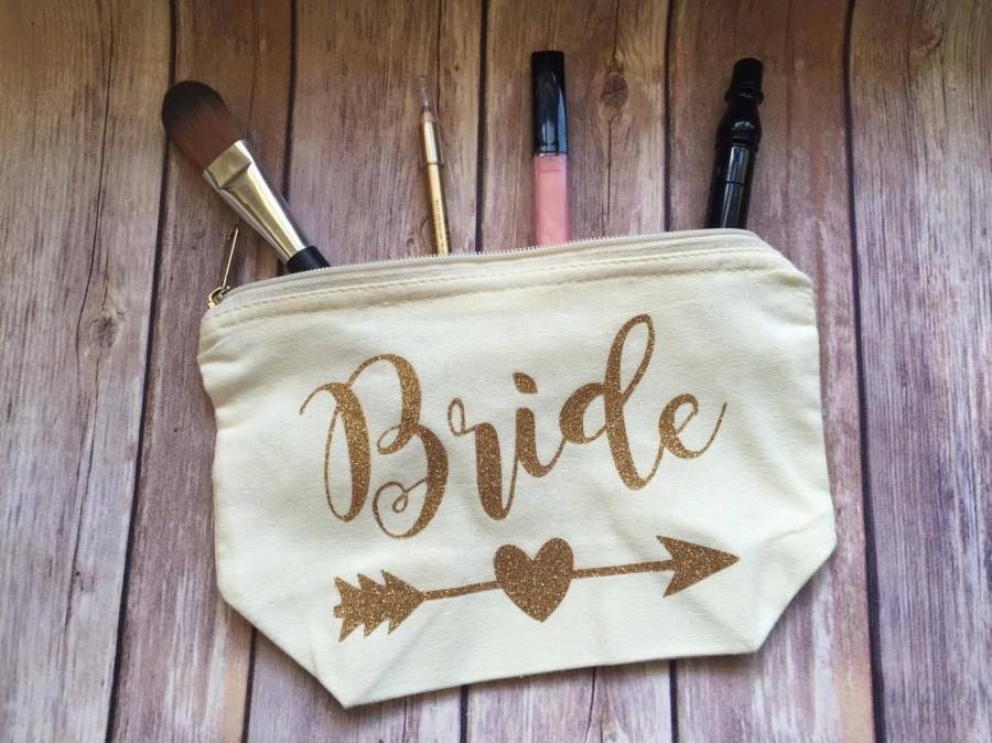 Свадьба - Bride Bag/ Make- up bag/ Cosmetic bag/ Bridal/ Bide Gift/ Personalised Make- up Bag/