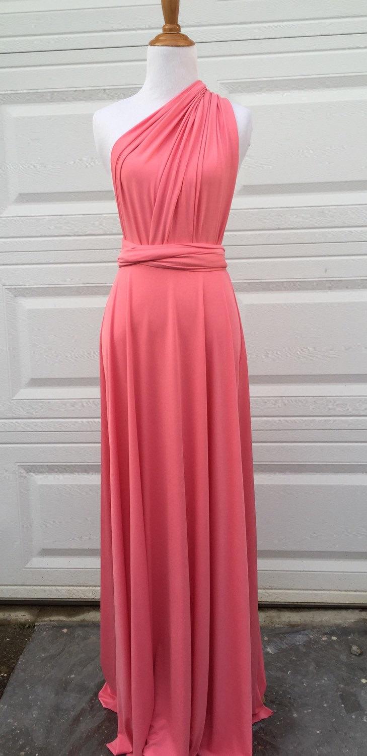 زفاف - Sweet heart Wrap Convertible Infinity Dress Evening Dresses Straight Hem Floor Length   Coral Bridesmaid Dress-C26#