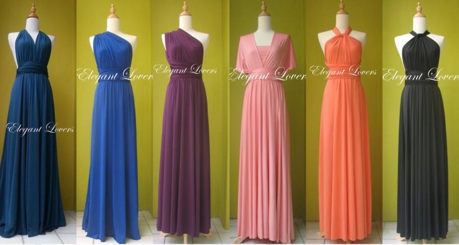 Hochzeit - Colorful Wedding Bridesmaid Infinity Wrap Convertible Evening Cocktail Party Dress Maxi Elegant Prom Custom Made Plus Size Bridal Dresses