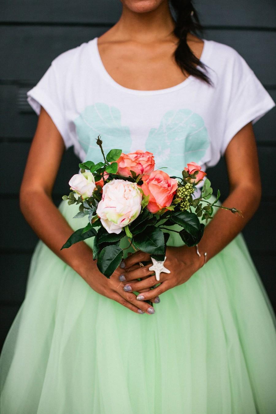 زفاف - Mint Green Tulle Bridesmaids Skirt Knee/Midi Length