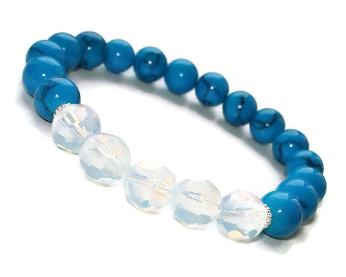 زفاف - Turquoise bead bracelet minimalist delicate bracelet jewelry moonstone men cuff bracelet jewelry love bracelet replica inspired screw