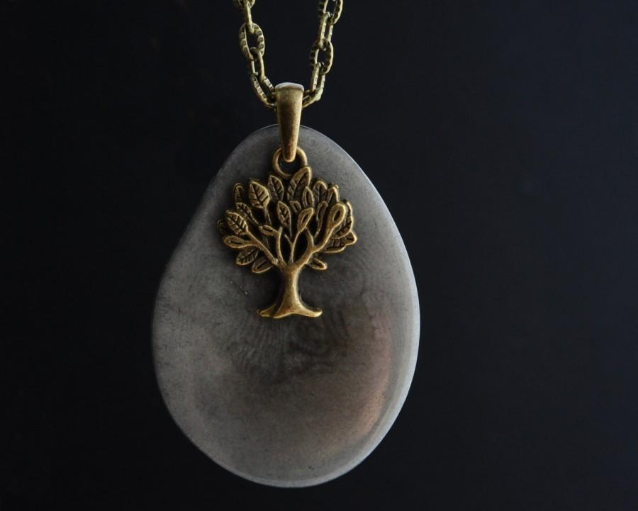 زفاف - Tree-of-life Necklace Grey Tagua Pendant Bronze Charm Necklace Floral Necklace Eco-friendly Jewelry Vegetable Necklace Organic Necklace. FLJ