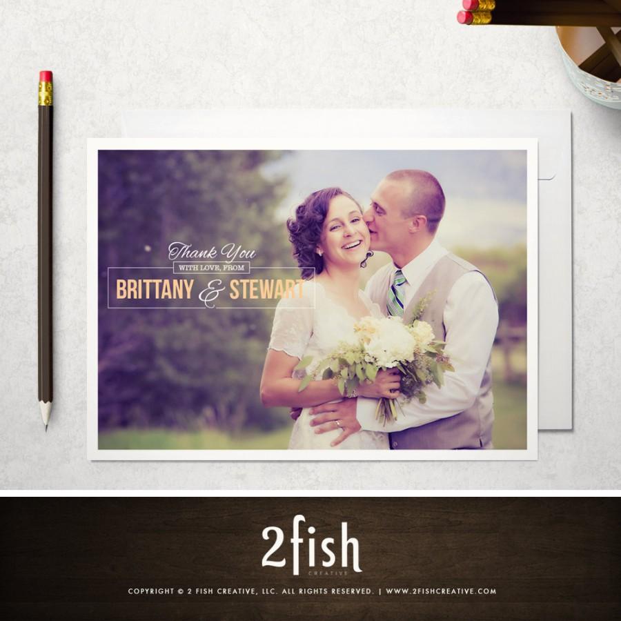 زفاف - Photo Wedding Thank You Card / Photo Thank You Note (Go the Distance) - Printed or Printable, 4x5.5 or 5x7 - Rustic, Classic, Traditional