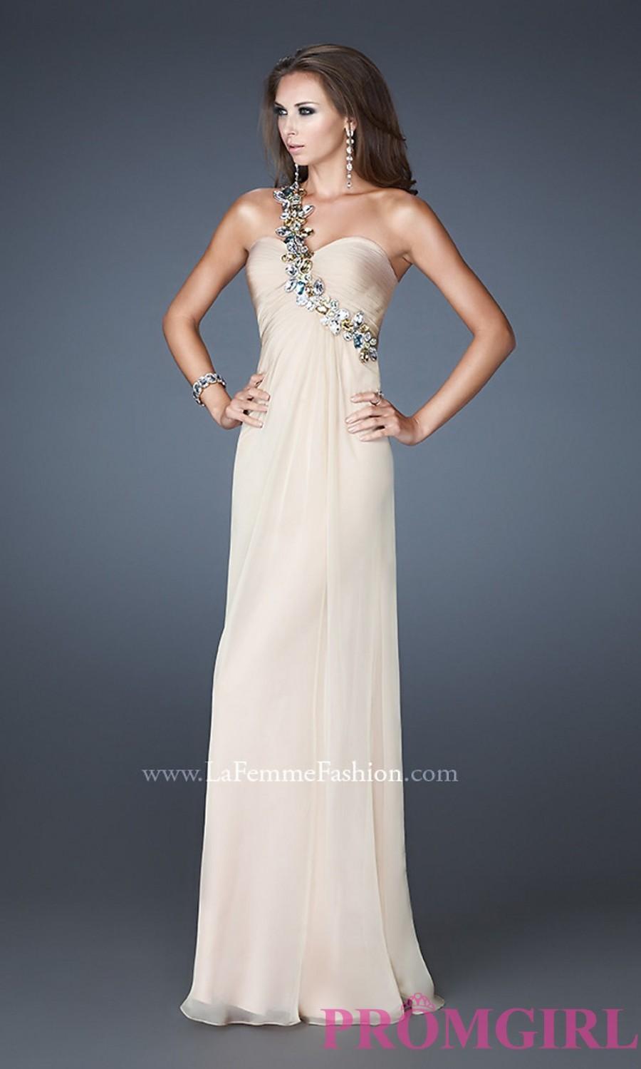 زفاف - Long One Shoulder Open Back Gown by La Femme - Brand Prom Dresses