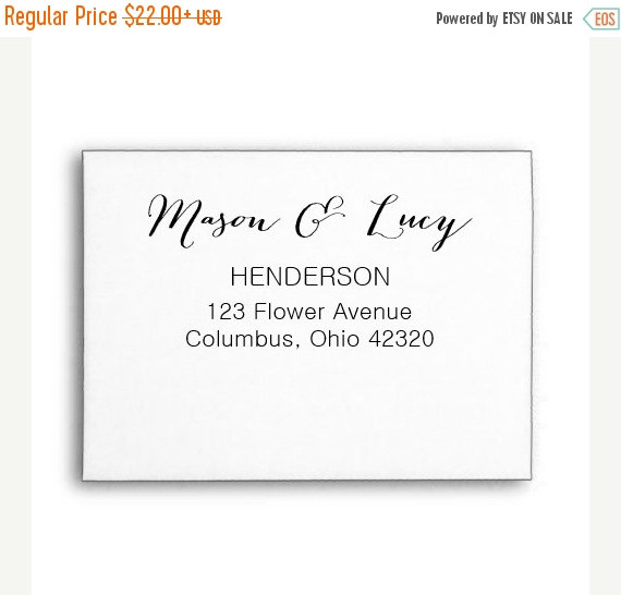 Mariage - SALE Custom Wedding Stamp, Personalized Calligraphy Stamp, Return Address Stamp, Wood Handle or Self Inking