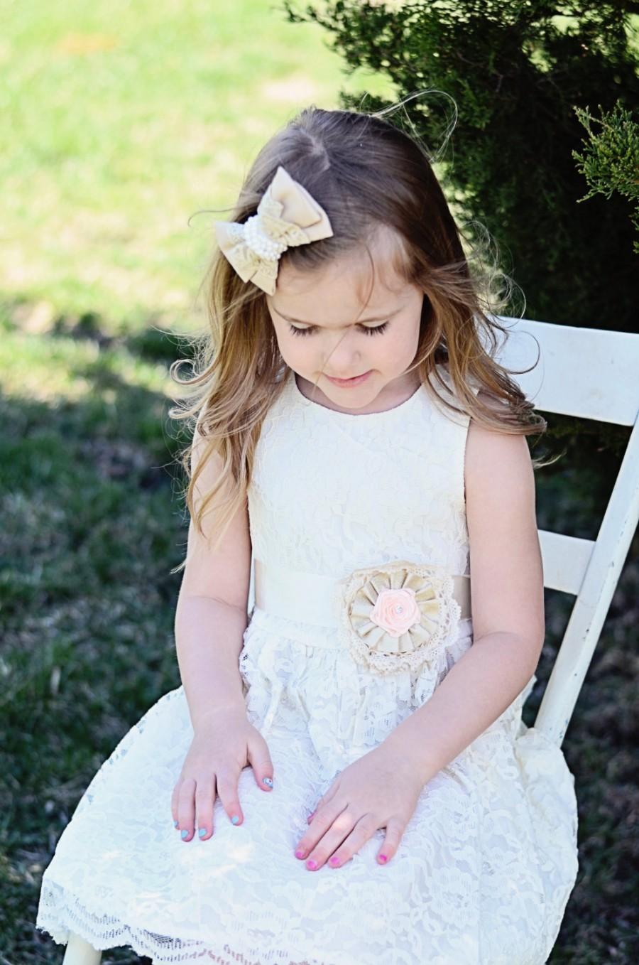 Mariage - The "Simply Ivory Sleeveless" Lace Flowergirl Dress without sash