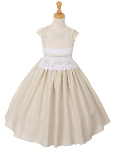 زفاف - Taupe Linen and Lace Dress Style: D6347 - Charming Wedding Party Dresses