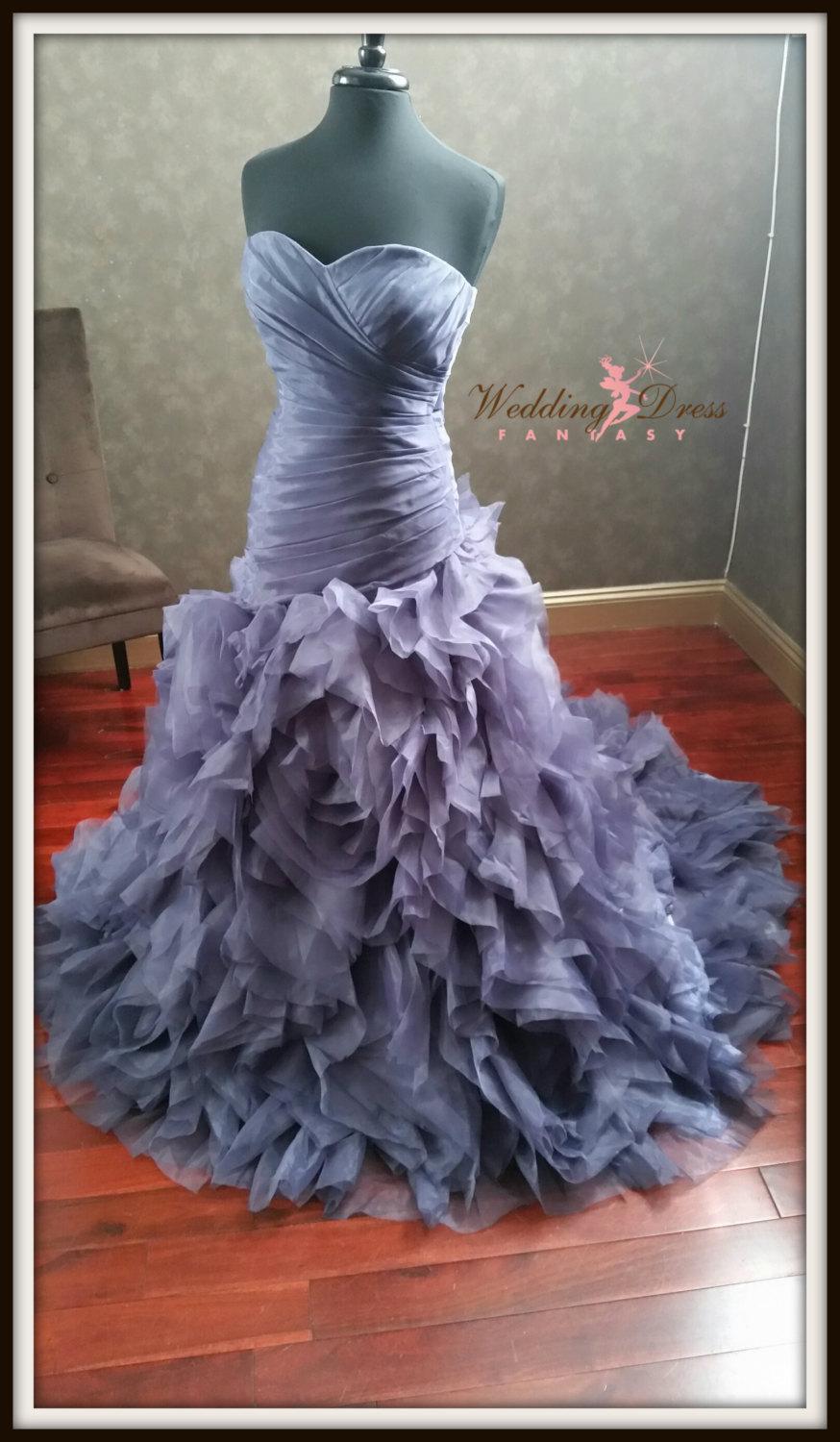 زفاف - Gray Wedding Dress Sweetheart Neckline Pleated Organza Asymmetrical