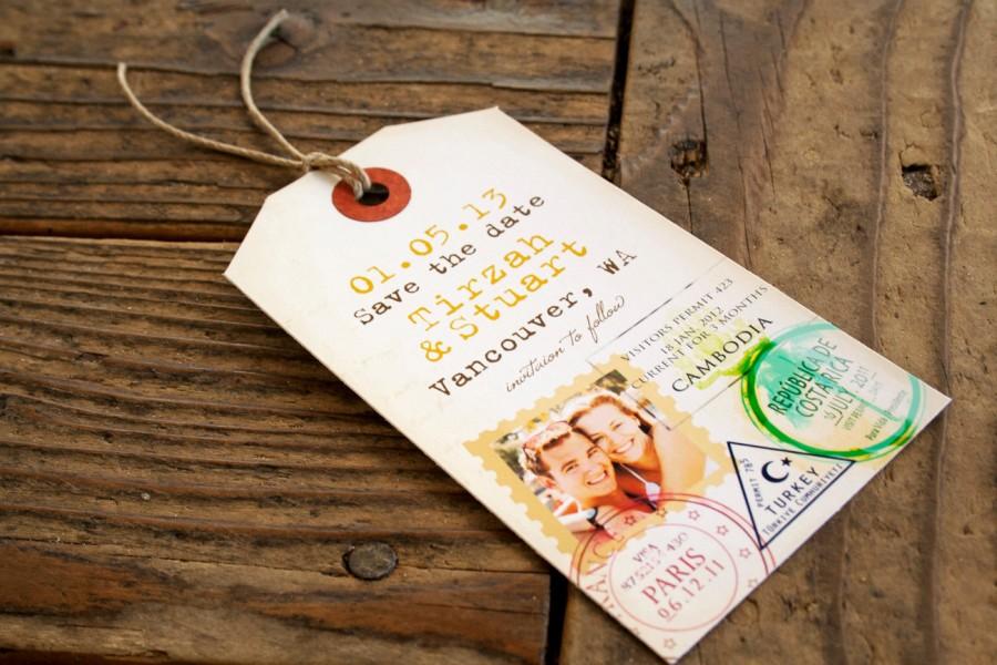Wedding - Passport Stamp - Destination Save the Date Tag with Magnetic backing - Unique Save the Date - Design Fee