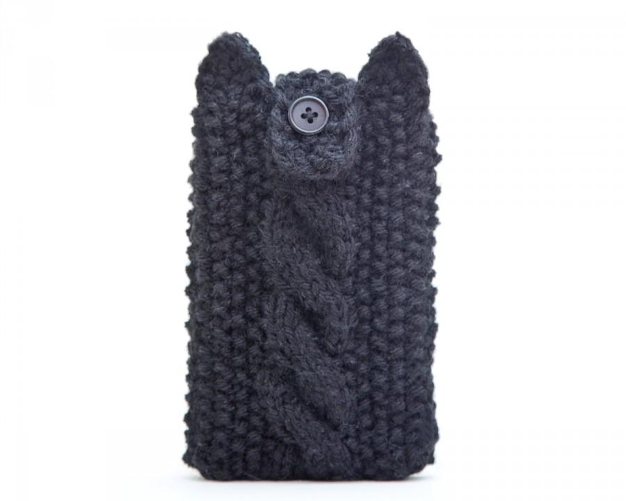 Wedding - iPhone 6 plus sleeve Black Cat iPhone Case Knitted iphone 6 sleeve iPhone 6S Case iPod 6G iPhone SE iPod Touch 6 Mom Gift