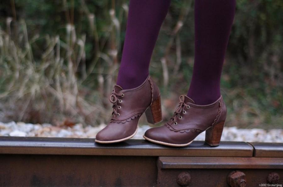 زفاف - LACE. Leather oxford shoes / leather booties / oxford booties / oxford heel / lace up. Sizes US 4-13. Available in different leather colors.