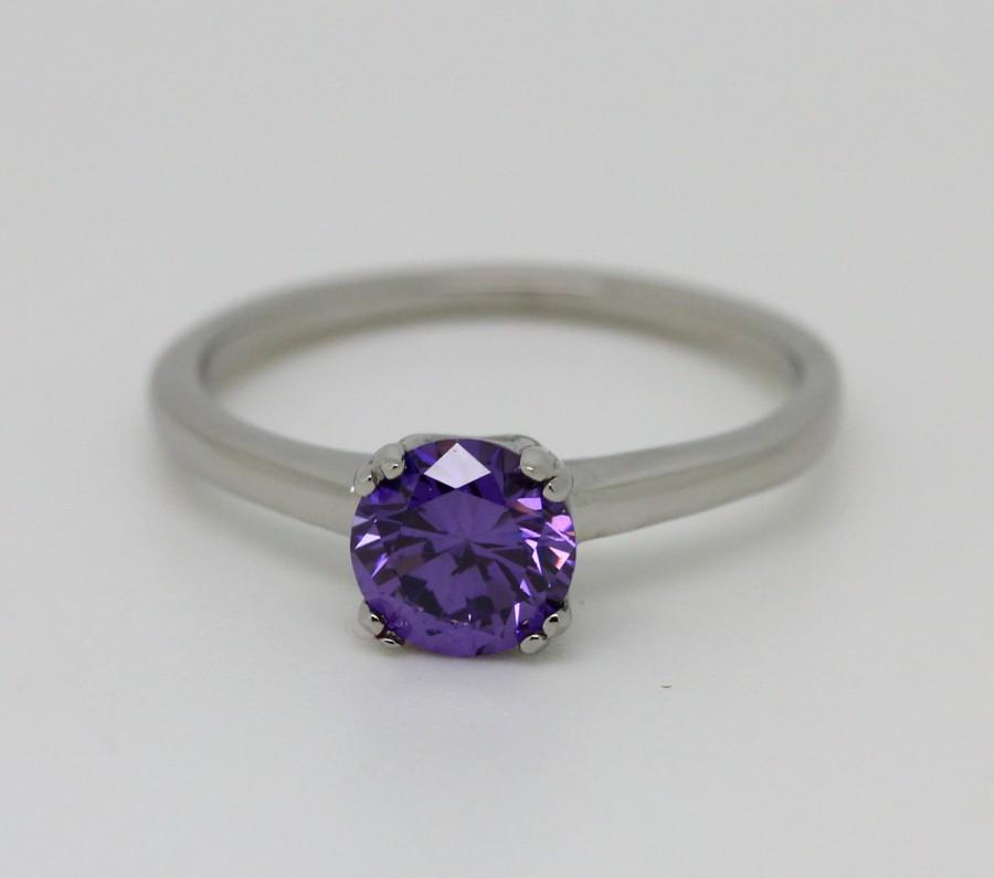 Mariage - 1ct lab tanzanite solitaire ring in Titanium or White Gold - engagement ring - wedding ring - handmade ring