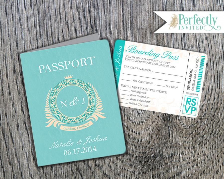 Mariage - Passport Wedding Invitation, Classic Style Wedding Invitation, Beach Wedding Invitations, Wedding Invites - Design Deposit