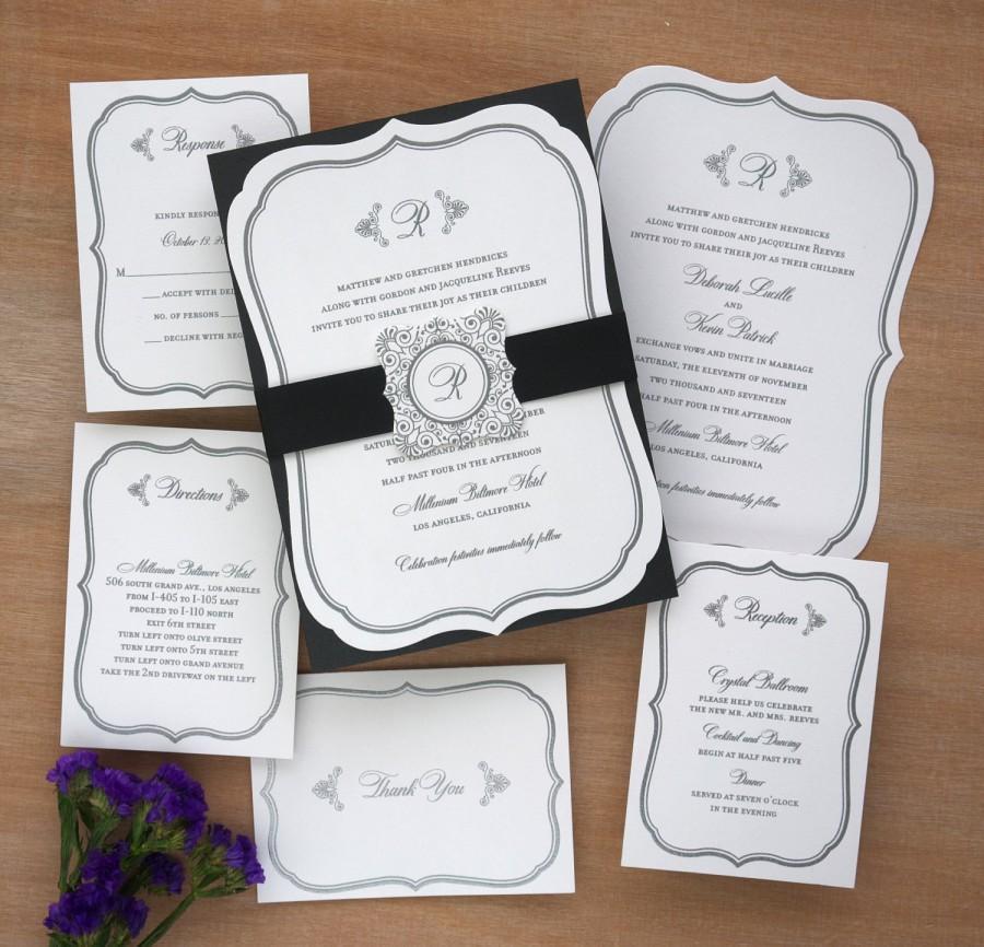 Wedding - Die Cut Invitation - Raised Thermography Wedding Invite - Elegant Wedding Invitation Suite - Custom Wedding Invitation Suite AV4297
