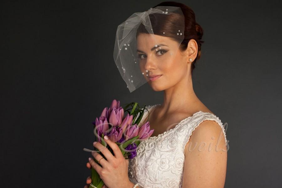 Mariage - Birdcage designed with pearls, bridal veil, wedding veil
