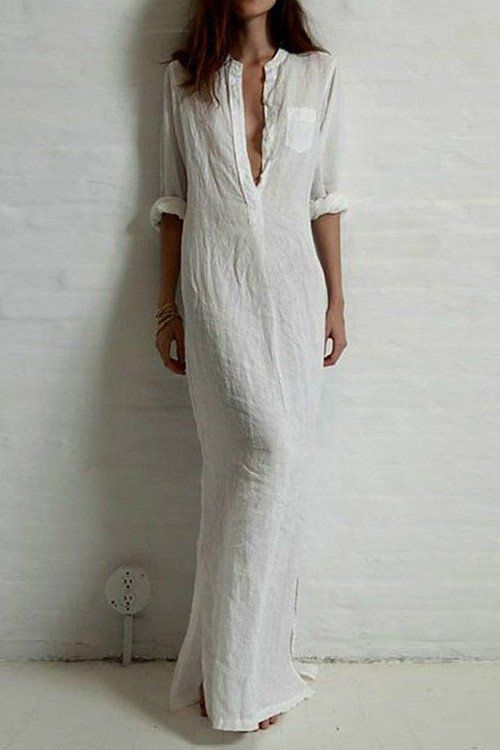 Mariage - Sheer Shirt Long Dress