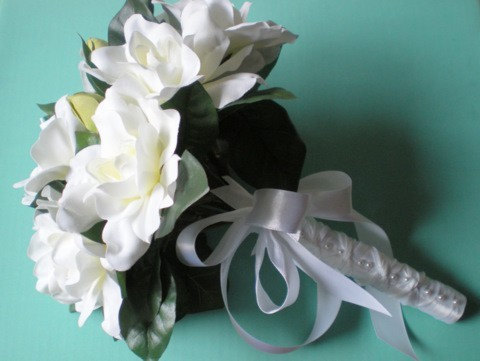 زفاف - Gardenia Wedding Bouquet Bridal Silk Artificial Flowers Garden Leaf Seaside