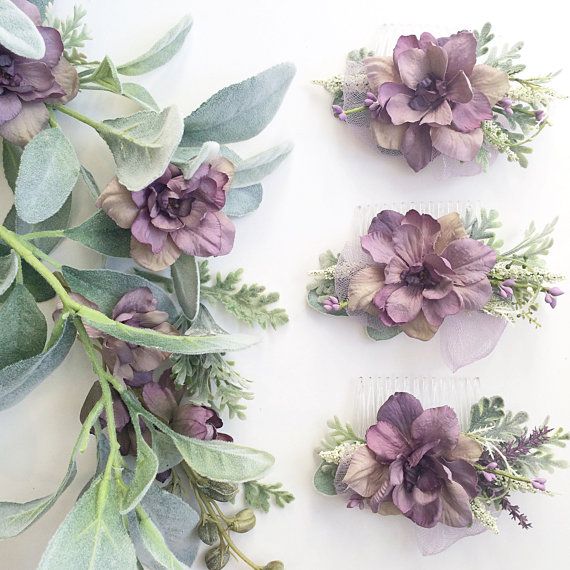Свадьба - Lavender Bridesmaids Combs- Purple Wedding Sets- Hair Accessories- Bridesmaids Gift- Lavender Wedding- Decorative Hair Combs