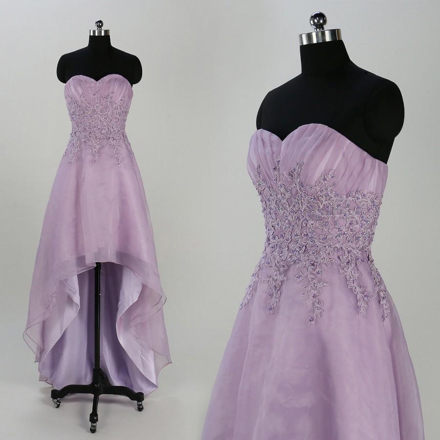 Mariage - Lavender prom dresses,lace applique bridesmaid dress,organza prom dress in handmade,long party dress,evening gowns,long formal dress 2016