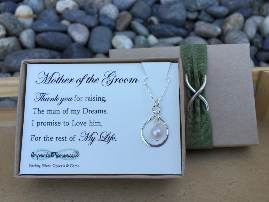 Wedding - Mother of the groom gift - mother of the groom necklace - sterling silver freshwater pearl - thank you for raising the man of my dreams