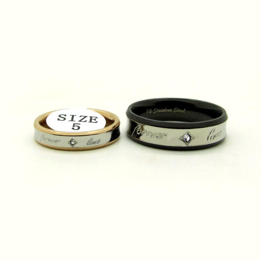 Hochzeit - Personalized Forever Love Couples Titanium Promise Rings Set for 2